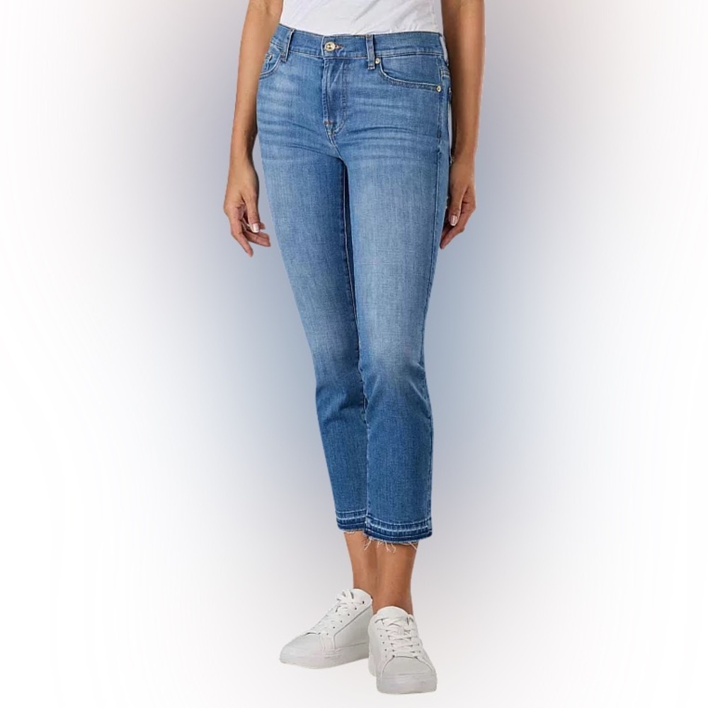 7 For All Mankind| Light Blue Denim Ankle Slim Fit Stretch Jeans Sz 31